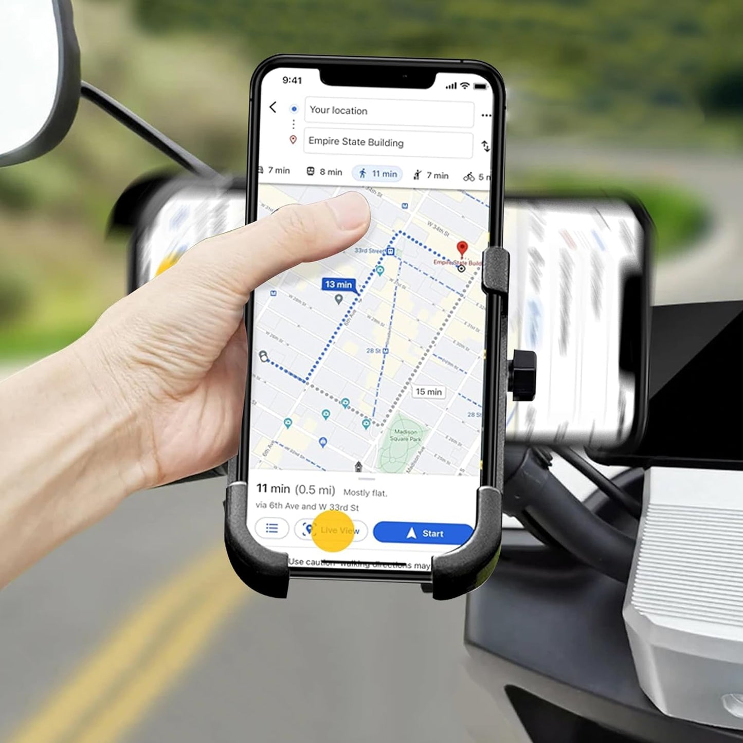 12674 Full Metal Body Bike Scooty 360 Degree Rotating Mobile Holder Stand For Bicycle Motorcycle Scooty For Maps And Gps Navigation Fits All Smartphones (1 Pc)