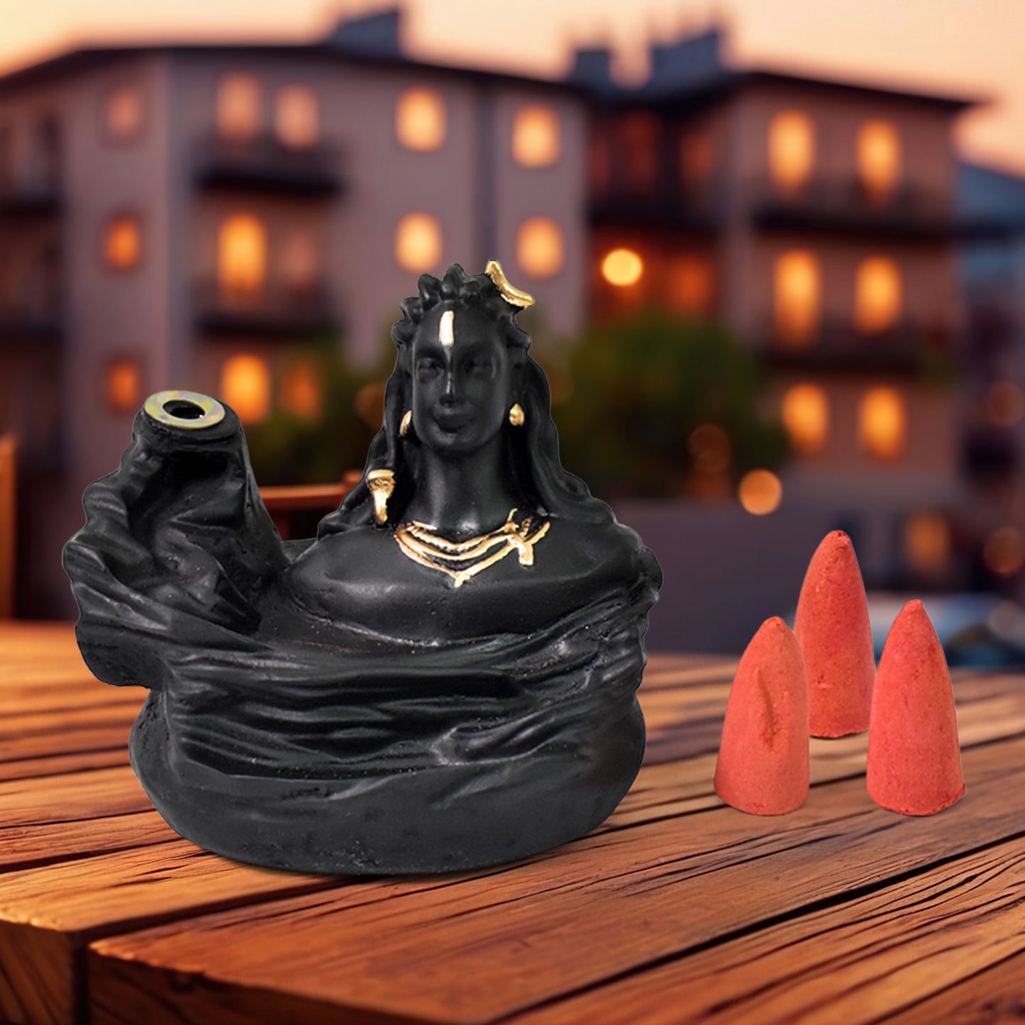 Adiyogi Shiva Backflow Smoke Fountain Incense Holder Burner with spiritual flair and aesthetic appeal (1 Pc)