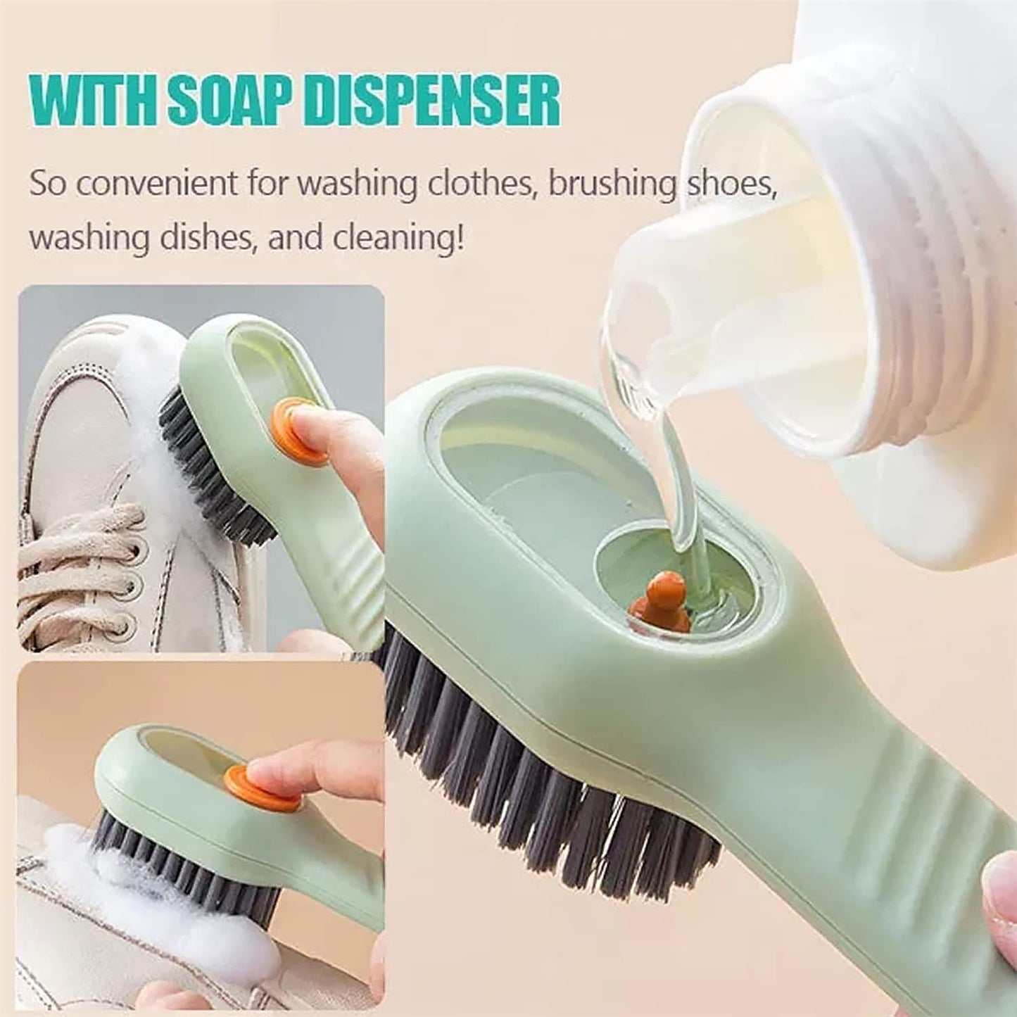 17928 Multifunctional Scrubbing Brush With Liquid Soap Dispenser Cleaning Brush With Liquid Soap Dispenser Shoe Brush For Cleaning Cloth Cleaning Brush With Handleliquid Shoe Brush For Shoe Clothes (1 Pc)