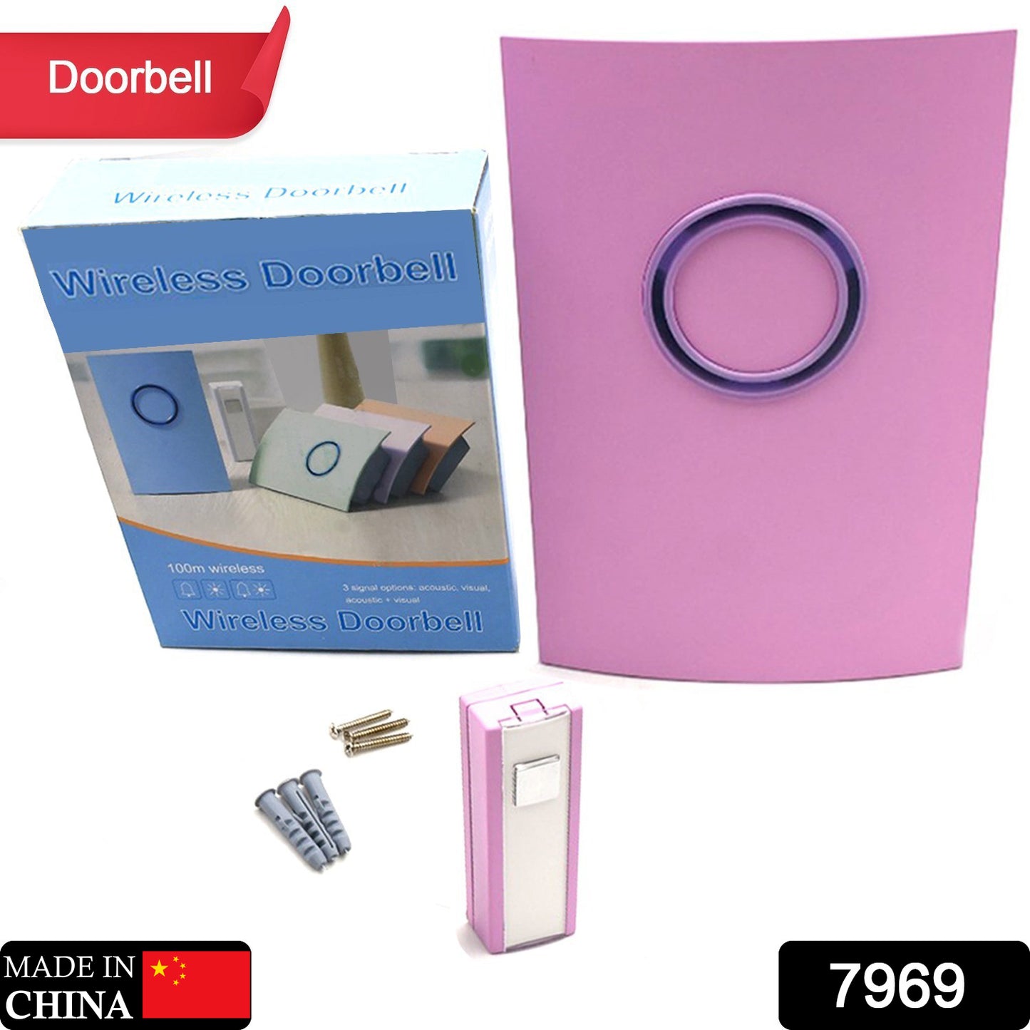 7969 Wireless Doorbell Doorbell Button Wireless 100m Remote Waterproof Wireless Doorbell Many Tones Ip44 Waterproof Door Bell For Home