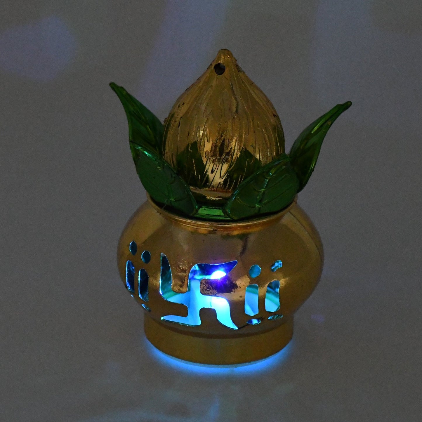 Gold Plated Eco Friendly Led Kalash For Pooja Mandir (1 Pc Multicolor Led)