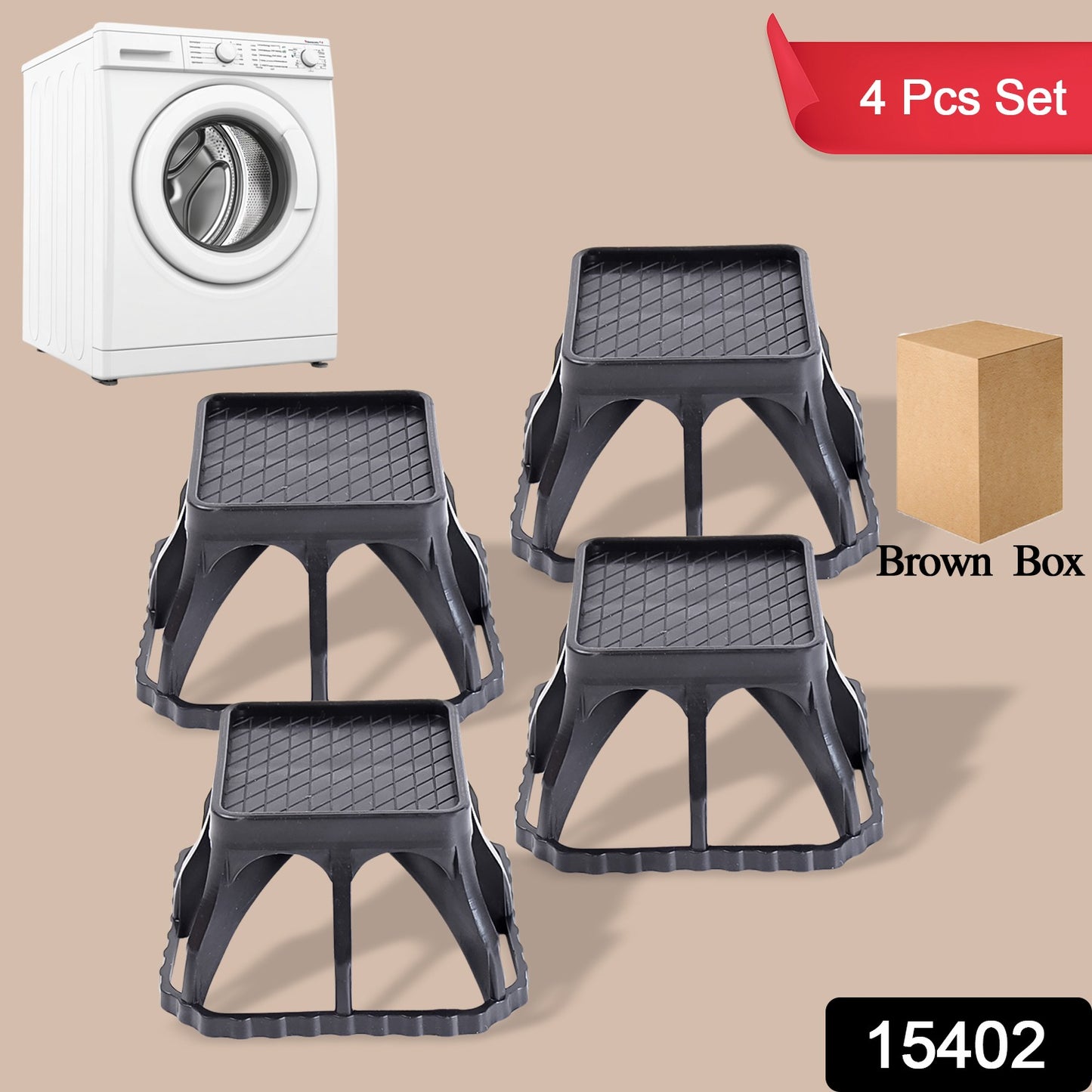Multi-purpose Plastic Washing Machine Stand Heavy-Duty Adjustable Base (4 Pcs Set)
